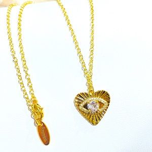 Armeni Golden Eye 18k gold plated heart evil eye rhinestone crystal necklace